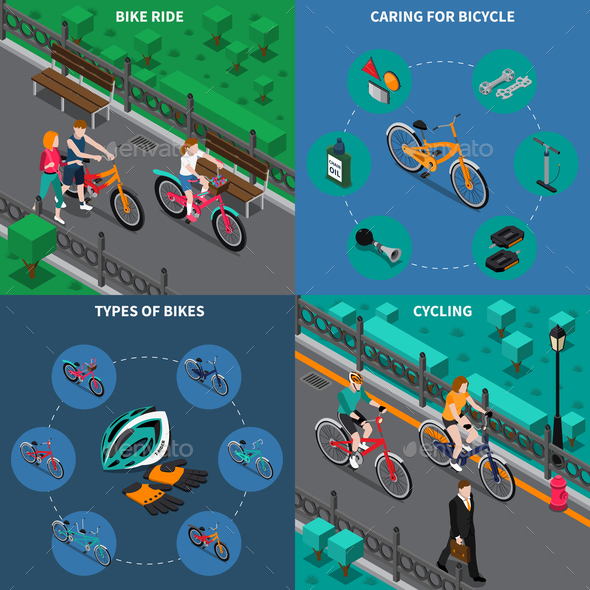 Bicycle Isometric Composition Set
