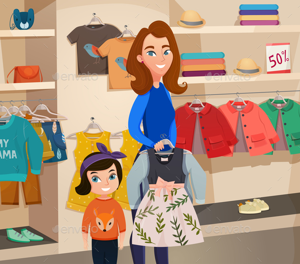Childrens Clothing Store Illustration