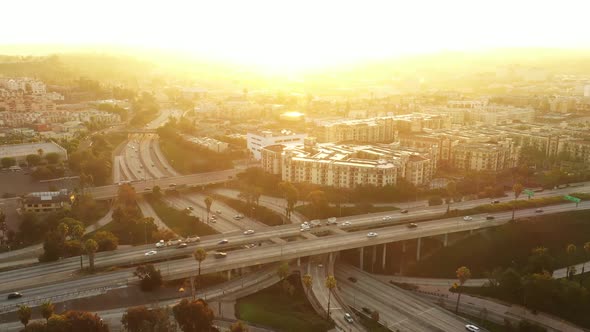 Aerial shot of one of the many freeways in Los Angeles