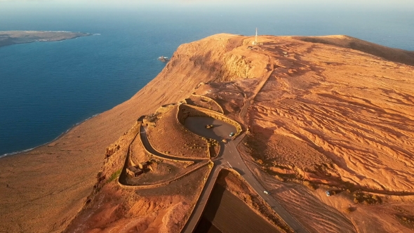 Aerial View Near Mirador Del Rio Viewpoint, Lanzarote, Canary Islands, Spain
