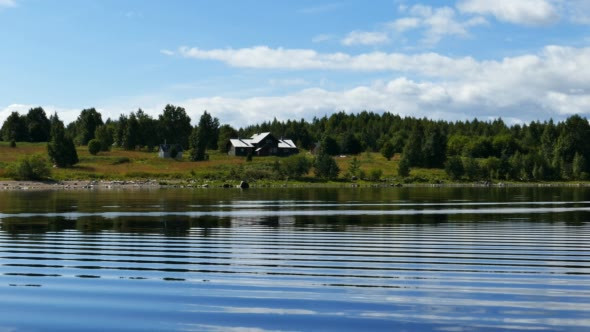 Old Village on Vodlozero Lake in Russia