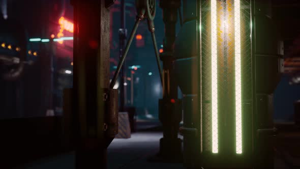 Futuristic Street with Neon Glow at Night alt