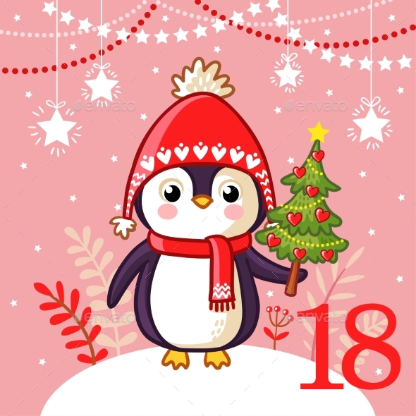 Penguin with Christmas Tree
