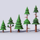 10 Low Poly Pine Trees Pack - 3DOcean Item for Sale