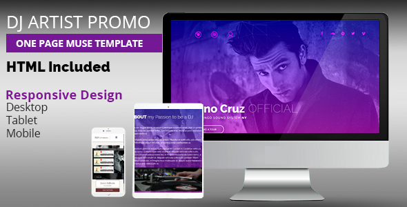 DJ Artist Promo One Page Muse Template