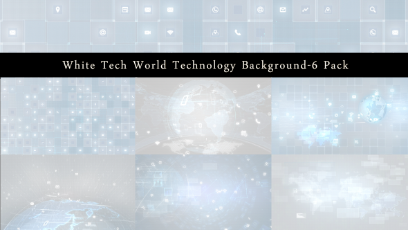 White Tech World Technology Background-6 Pack