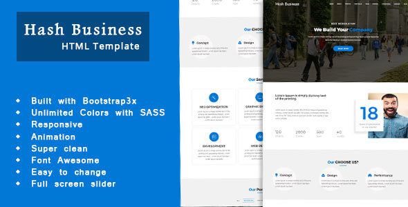 Hashbus  - One Page Corporate and Business Template