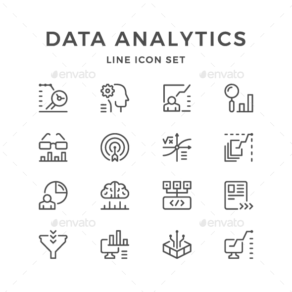 Set Line Icons of Data Analytics