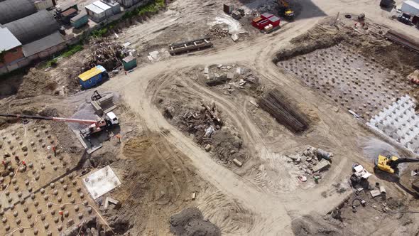 Housing Development Building Site and Road Infrastructure Aerial Filming