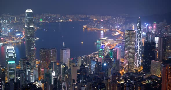 Hong Kong City View from Peak at Night