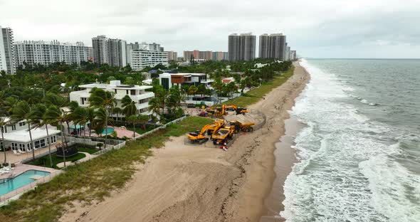 Aerial Video Industrial Equipment On The Beach