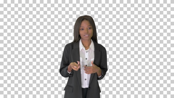 African American businesswoman explaining, Alpha Channel