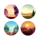 Collection of Round Illustrations on Nature, City - GraphicRiver Item for Sale