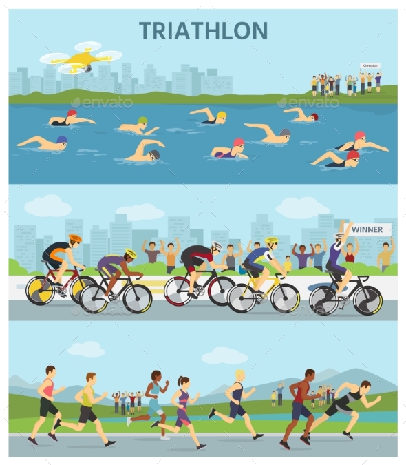 Triathlon Marathon Sport Competition Race