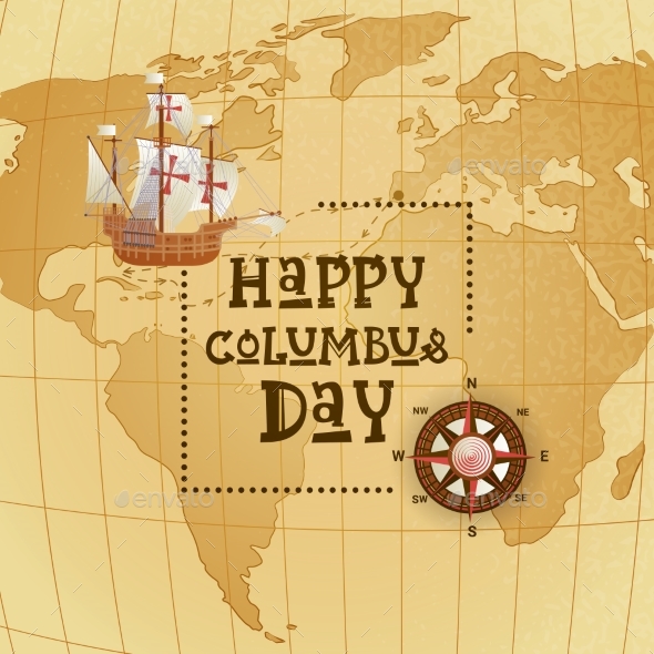 Happy Columbus Day National USA Holiday Greeting