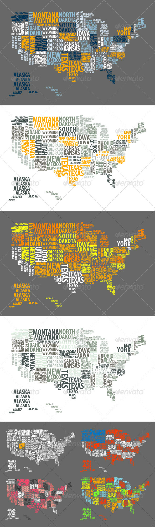 US Map Made of Words