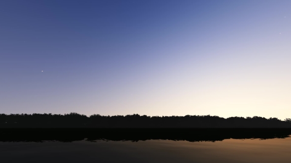 Sunrise Against the Background of the Forest