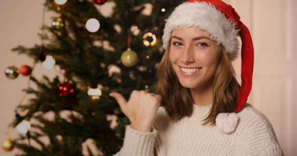 Santa Girl Pointing