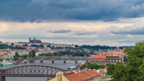 View of Prague  From the Observation Deck of Visegrad
