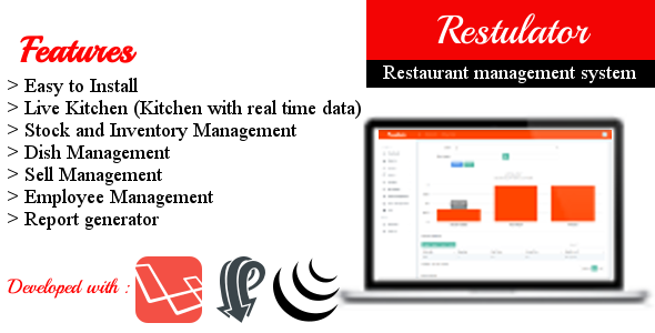 Restulator - Restaurant Management System in Laravel 5.5 with Pusher and jQuery