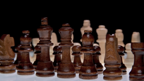 Chess Pieces on White Background,