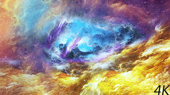 Flying Through Abstract Colorful Nebula in Space alt