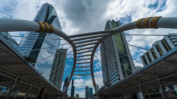 time lapse of Chong Nonsi skytrain station in Bangkok,  Thailand