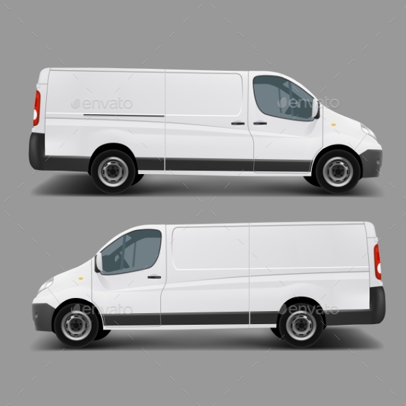 White Commercial Cargo Minivan Vector Template