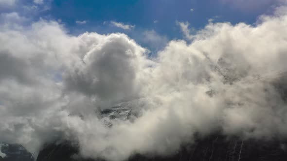 Mountain Cloud Top View Landscape. Beautiful Nature Norway Natural Landscape