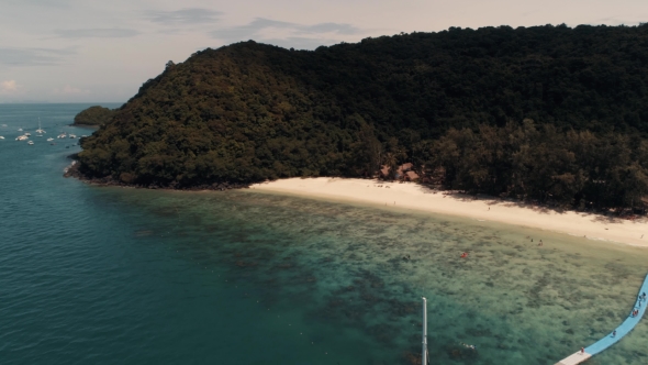 Thailand Coral Island Drone Shot A View of the Corals Surrounding the Island