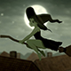 Green Skinned Witch Flying On Broomstick - VideoHive Item for Sale
