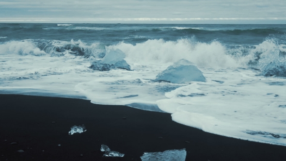 Icebergs,Ice,Ice Formation, Details of Ice From the Ice Glacial Lagoon Washed Up on a Nearby