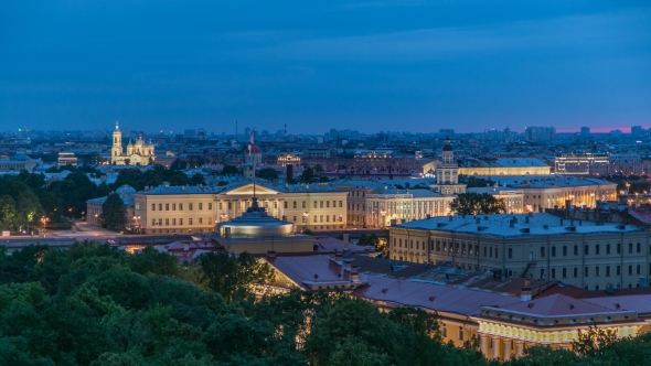 Building of Kunstkamera and the Cityscape Night To Day