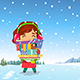 Happy Girl Carrying Christmas Presents in the Snow - GraphicRiver Item for Sale