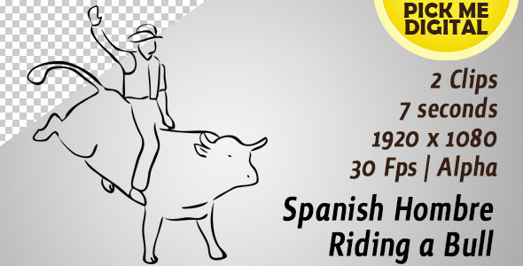 Spanish Hombre Riding a Bull alt
