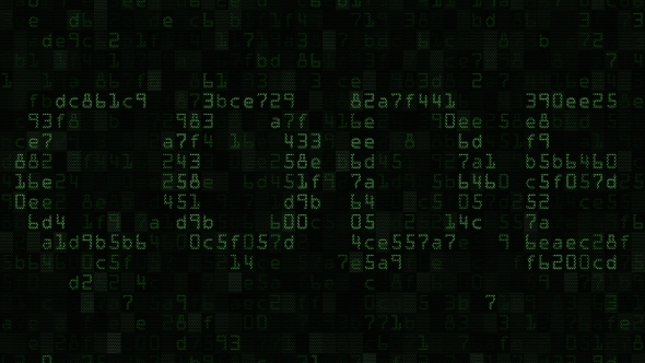 CODE Caption on the Computer Screen Made of Text and Numeric Symbols