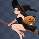 Witch With Pumpkin On Broom - VideoHive Item for Sale