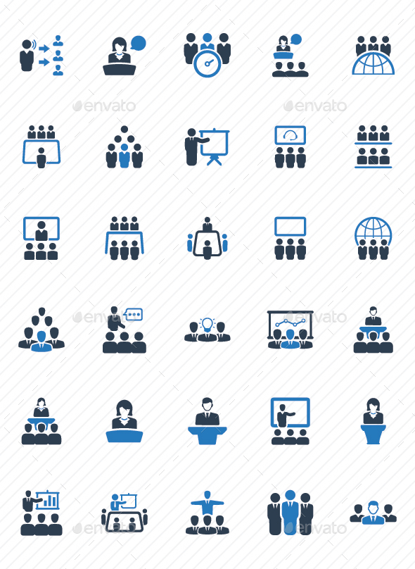Business Conference Icons - Blue Version