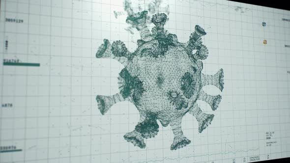 Interface shows multiple sars epidemic virus cell moving in the white background alt