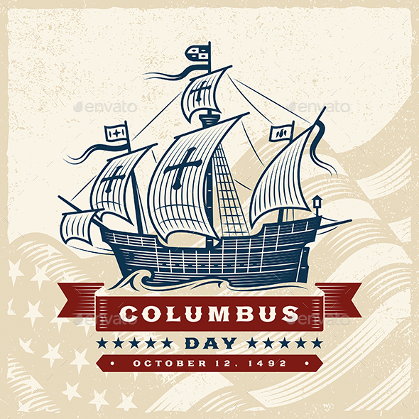 Vintage Columbus Day Label