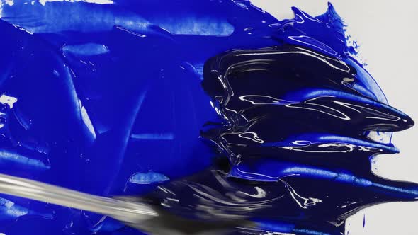 Mixing Blue Paint Closeup