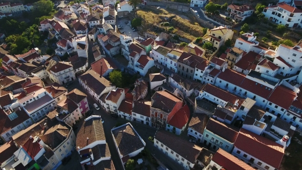 Aerial. Video Shooting From Dron of Monchique Village. Algarve