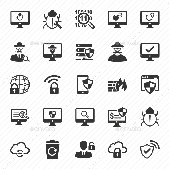 Cyber Security Icons - Gray Version
