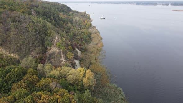 Aerial View of the Dnipro River - the Main River of Ukraine