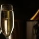 Champagne. Two Flutes with Bottle of Champagne in an Ice Bucket at Background. - VideoHive Item for Sale