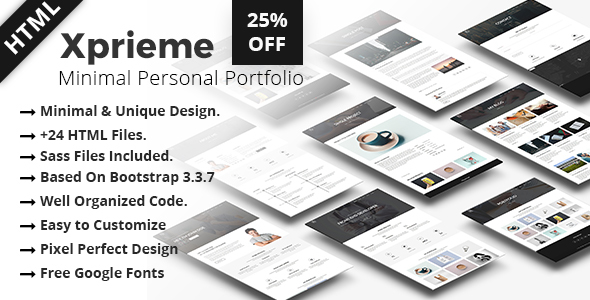 Xprieme - Minimal Personal Portfolio HTML Template.