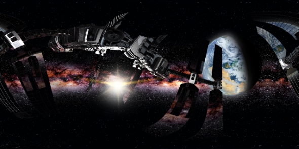 International Space Station Orbiting Earth in Virtual Reality alt