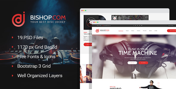 Bishop - Dj Personal Page PSD Template