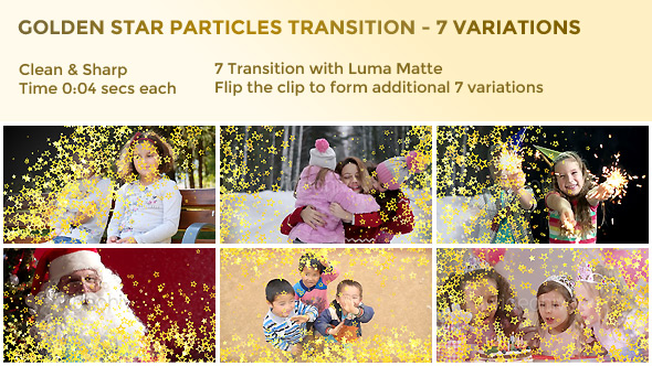 Golden Star Particles Transition – 7 Variations