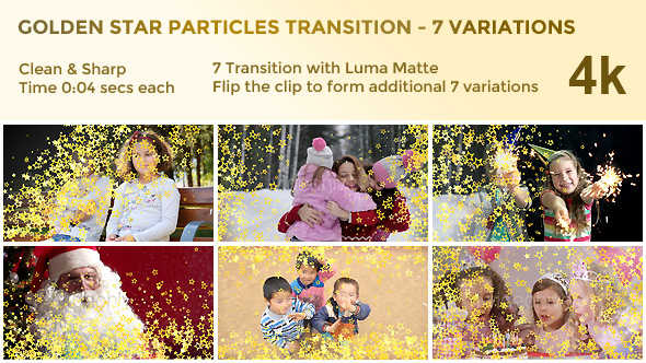 Golden Star Particles Transition – 7 Variations - 4k